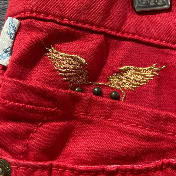 Robin’s Jeans Women’s Size 28 Marilyn Rhinestone Embellished Gold Wing Y2K - Picture 3 of 15